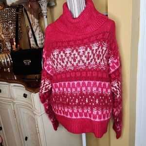 Universal thread fushia pink cowl neck sweater women's size L
